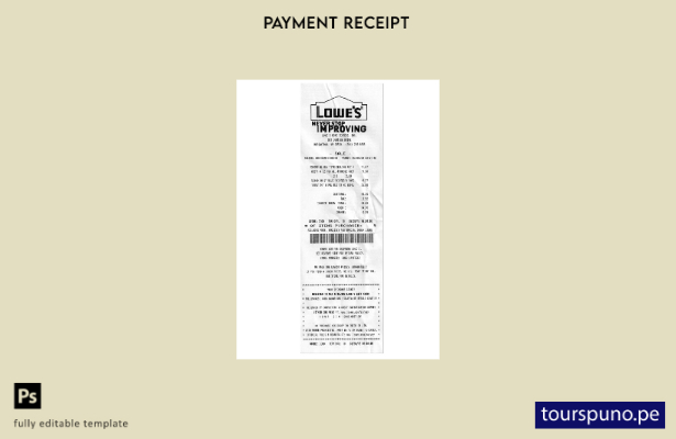 Plantilla de recibo de pago de Lowes lista para imprimir
